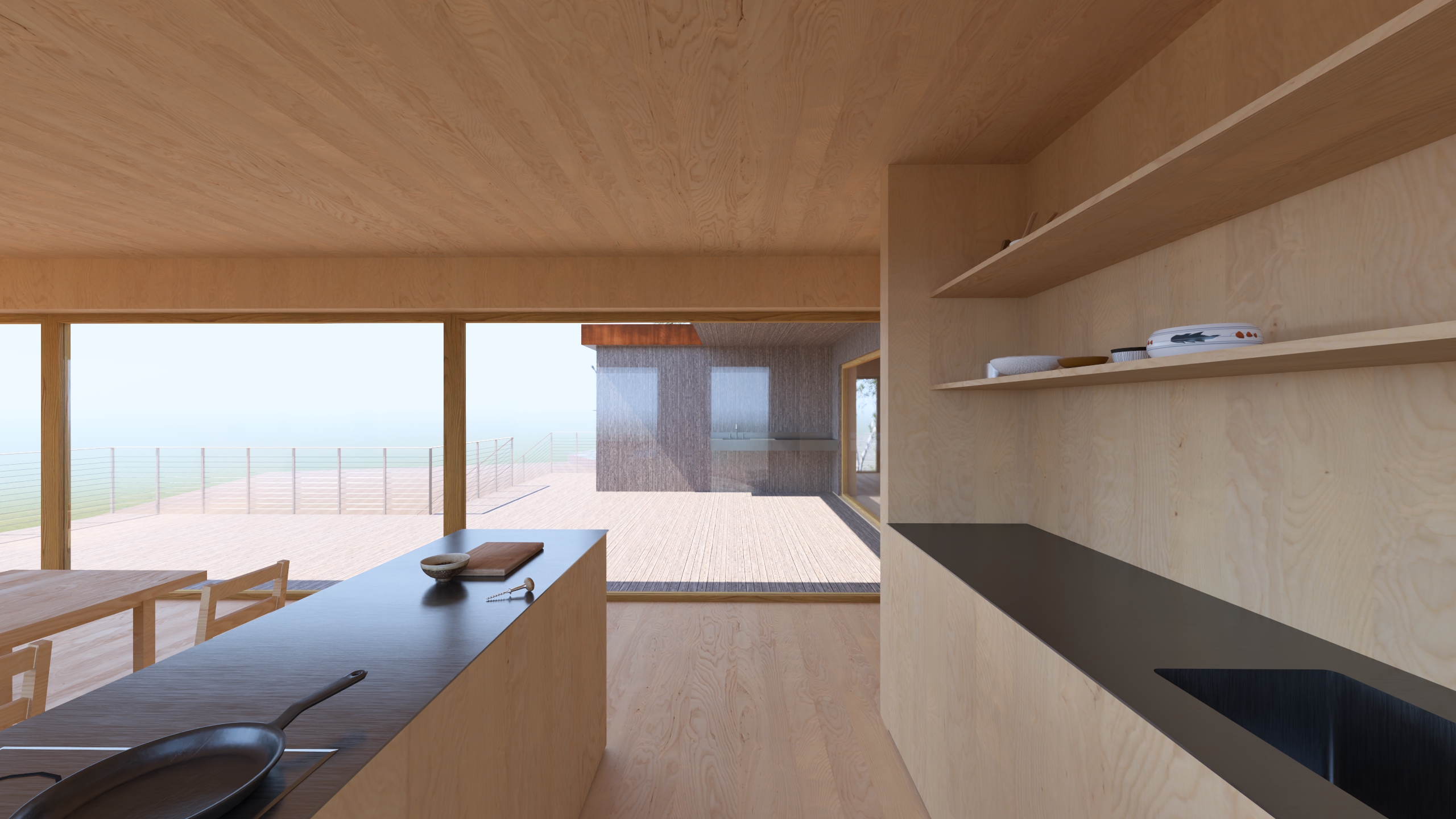 Kjøkken med direkte utgang til uterommet.