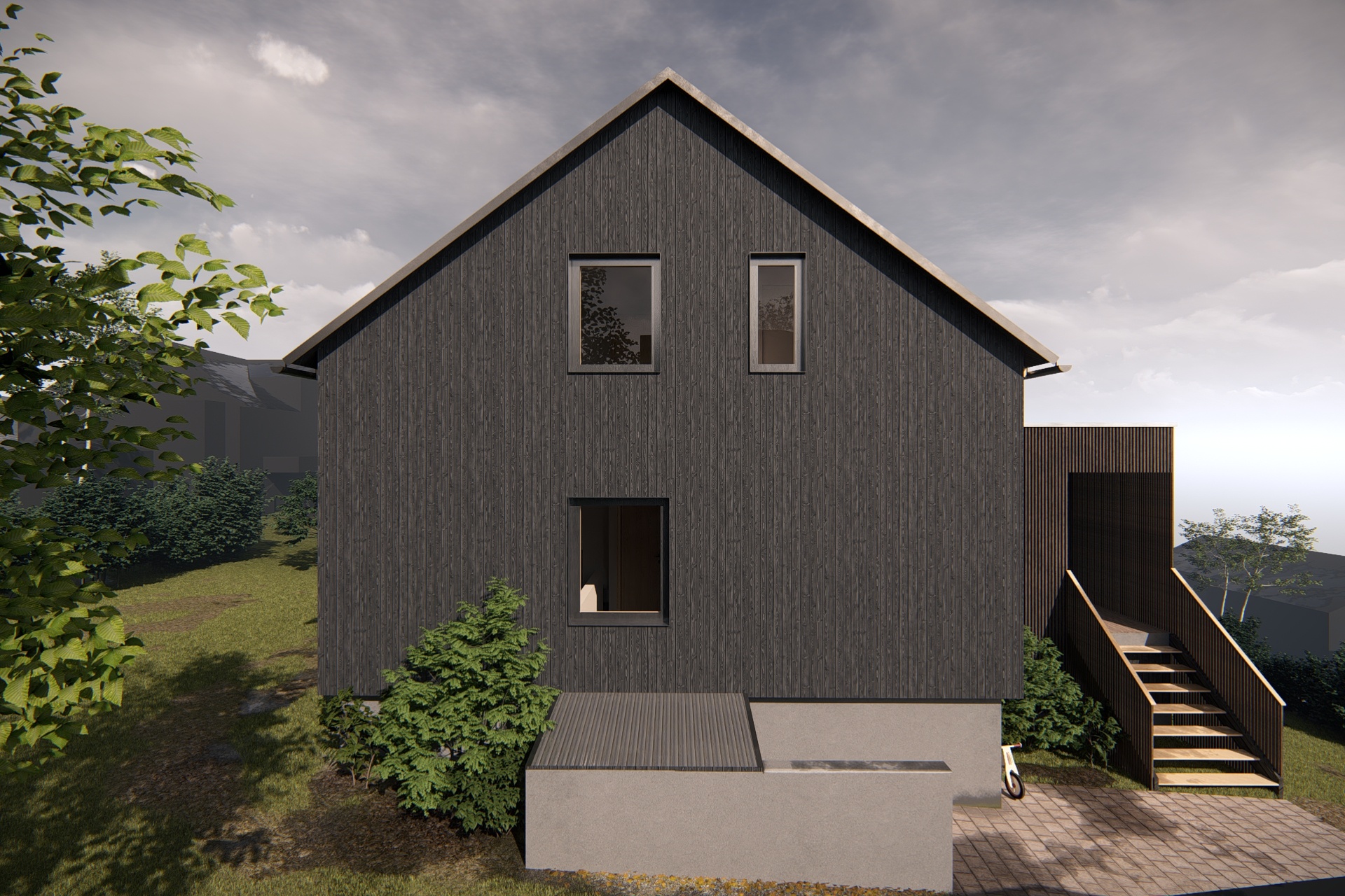 En ny vinduskomposisjon og nye materialer gir fasaden til det eksisterende huset et løft